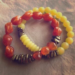 J.Jill bracelets (2) SS & carnelian & Amber NWOT